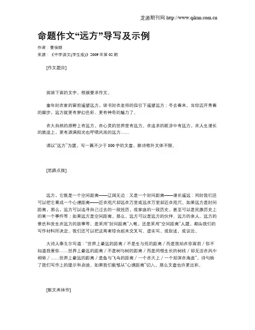 命题作文“远方”导写及示例