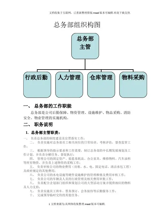 总务部结构及其职责