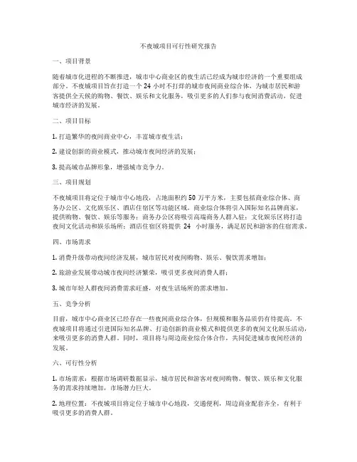 不夜城项目可行性研究报告