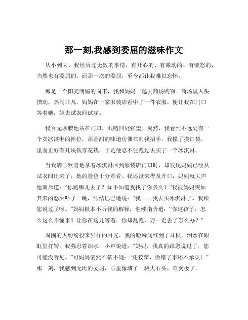 那一刻,我感到委屈的滋味作文