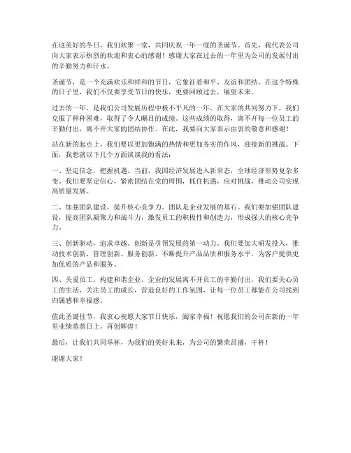 圣诞活动致辞领导发言稿