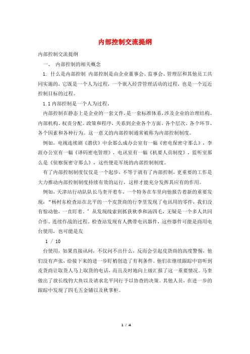 内部控制交流提纲