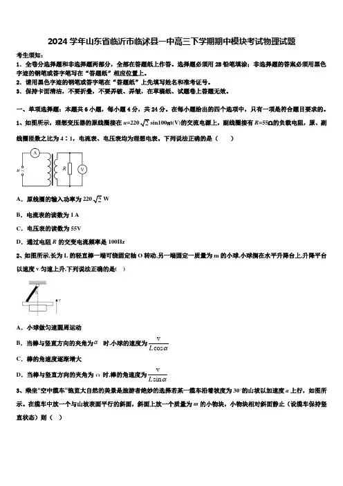 2024学年山东省临沂市临沭县一中高三下学期期中模块考试物理试题