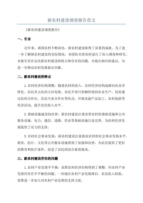 新农村建设调查报告范文