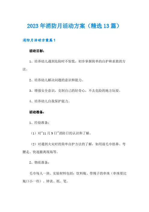 2023年消防月活动方案(精选13篇)