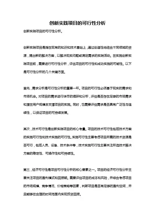 创新实践项目的可行性分析