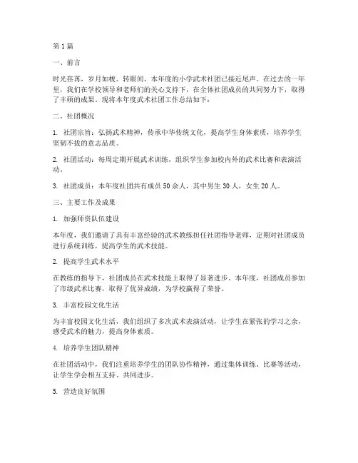 小学武术社团年度总结(3篇)