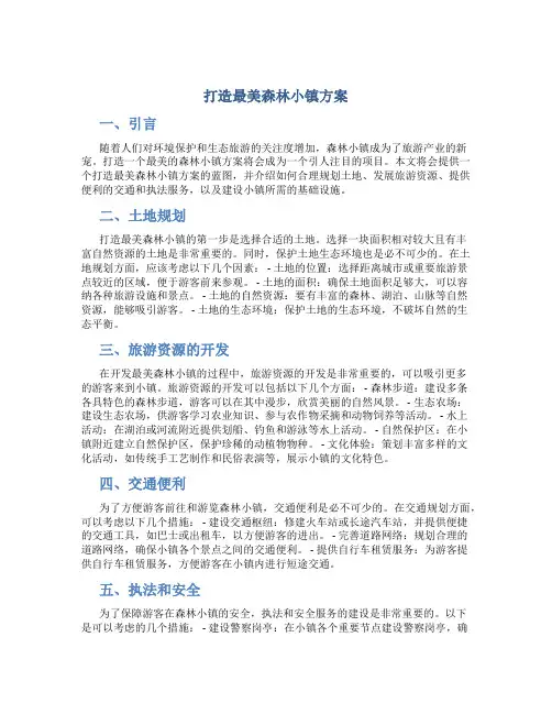 打造最美森林小镇方案