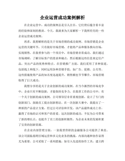 企业运营成功案例解析