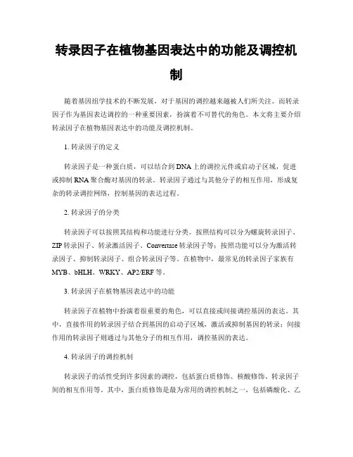 转录因子在植物基因表达中的功能及调控机制