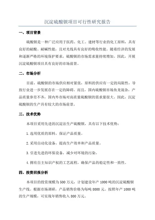 沉淀硫酸钡项目可行性研究报告