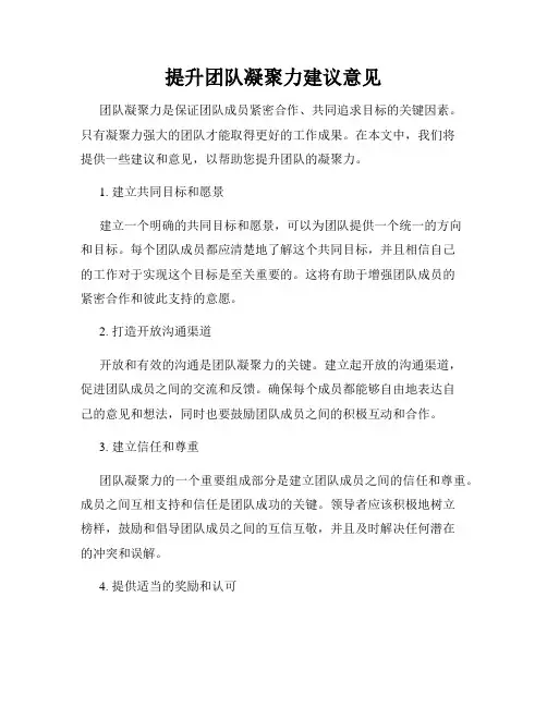 提升团队凝聚力建议意见