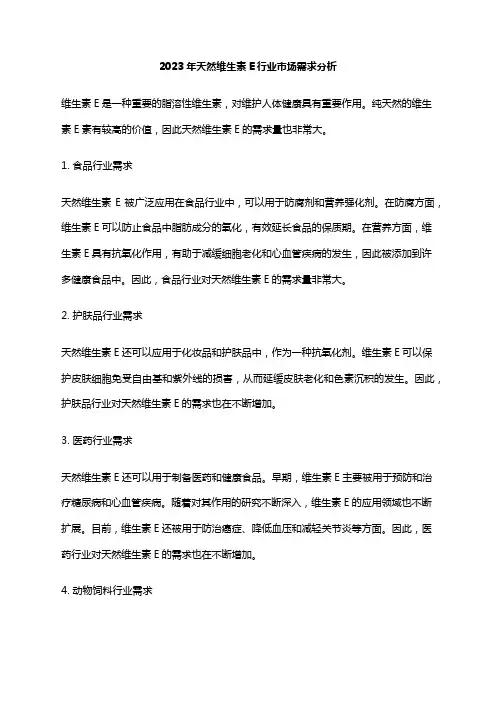 2023年天然维生素E行业市场需求分析