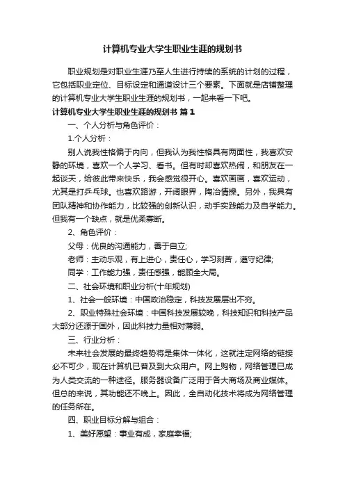 计算机专业大学生职业生涯的规划书