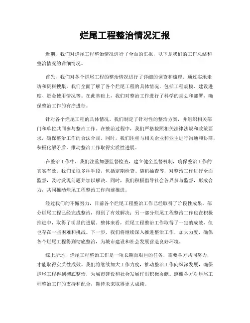烂尾工程整治情况汇报