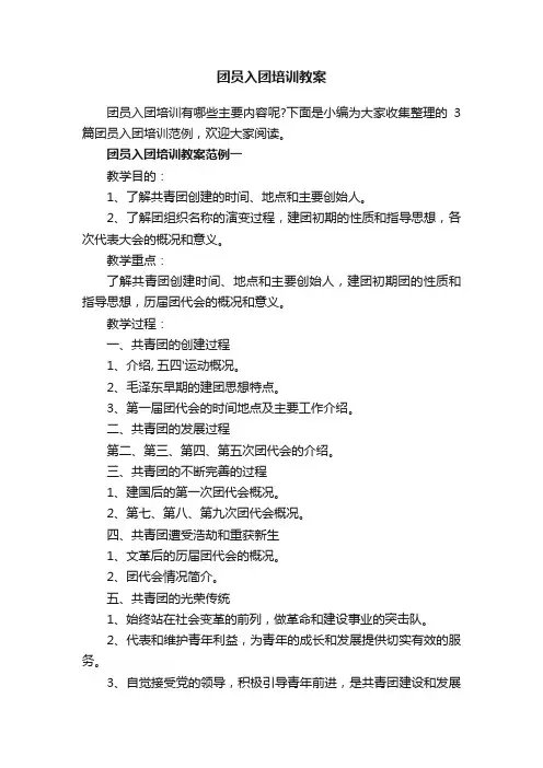 团员入团培训教案