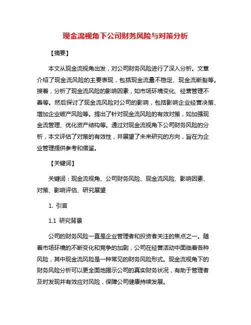 现金流视角下公司财务风险与对策分析