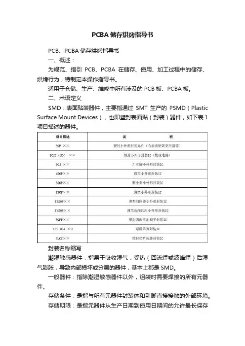 PCBA储存烘烤指导书