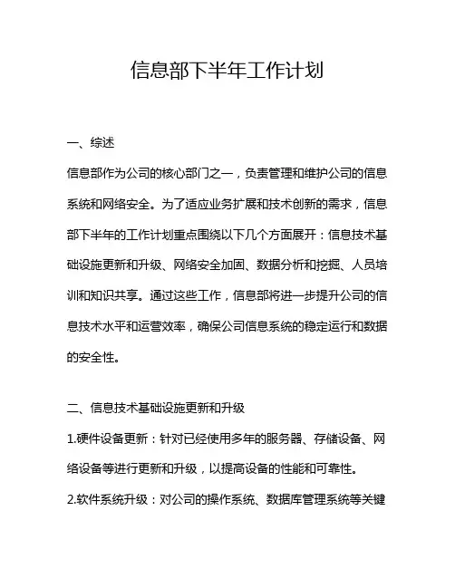 信息部下半年工作计划