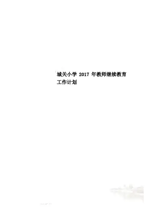 城关小学2017年教师继续教育工作计划