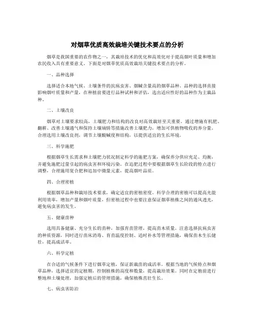 对烟草优质高效栽培关键技术要点的分析