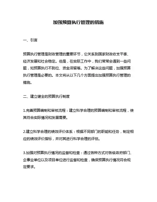 加强预算执行管理的措施