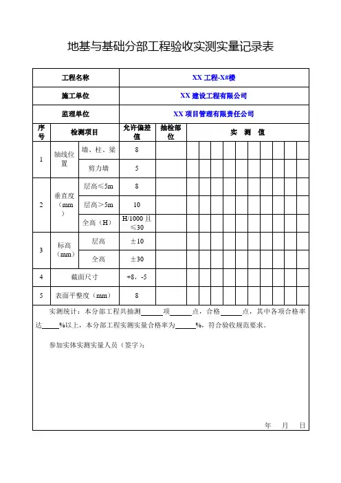 基础、主体---实测实量记录表
