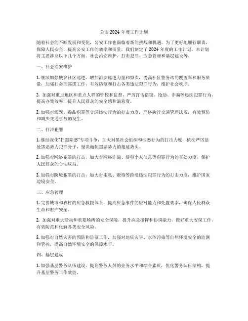 公安2024年度工作计划