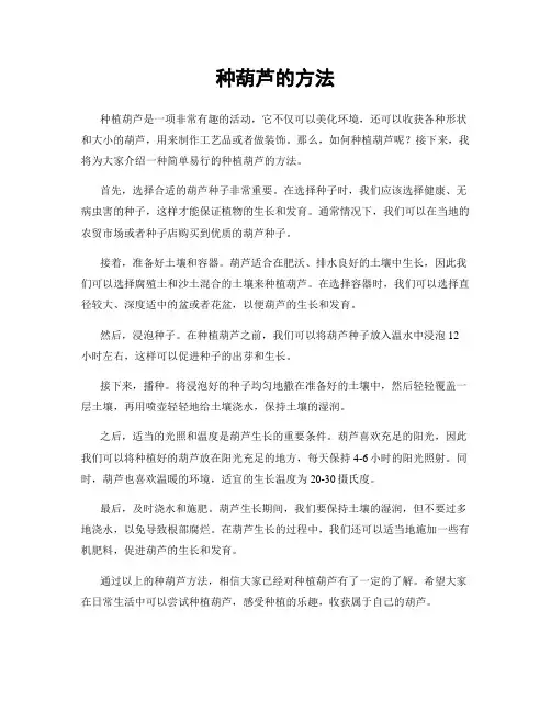 种葫芦的方法