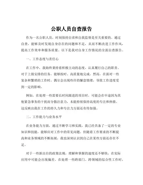 公职人员自查报告