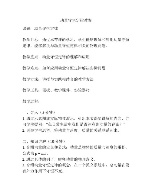 动量守恒定律教案