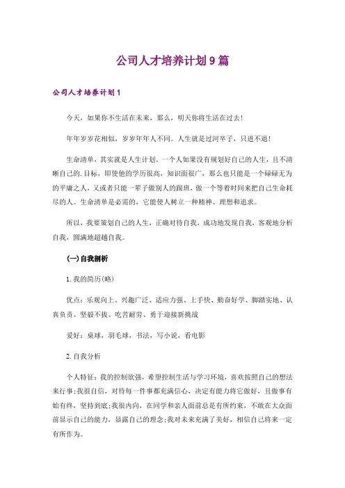 公司人才培养计划9篇