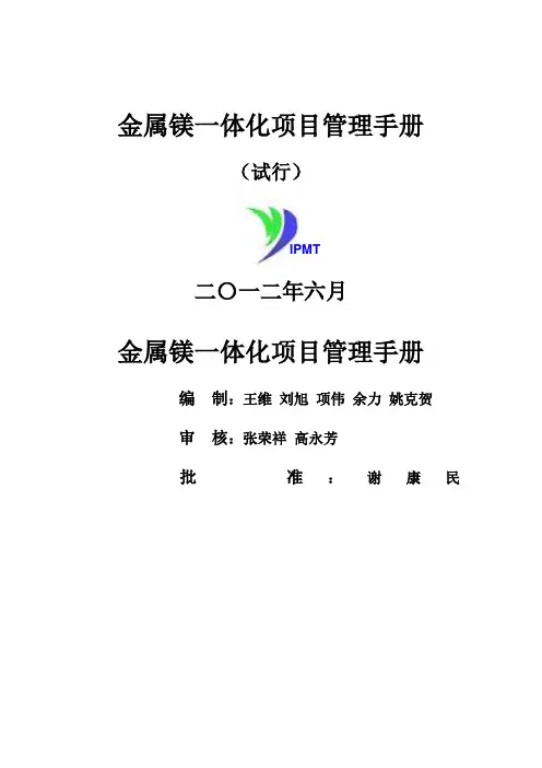金属镁一体化项目管理手册(试行7)