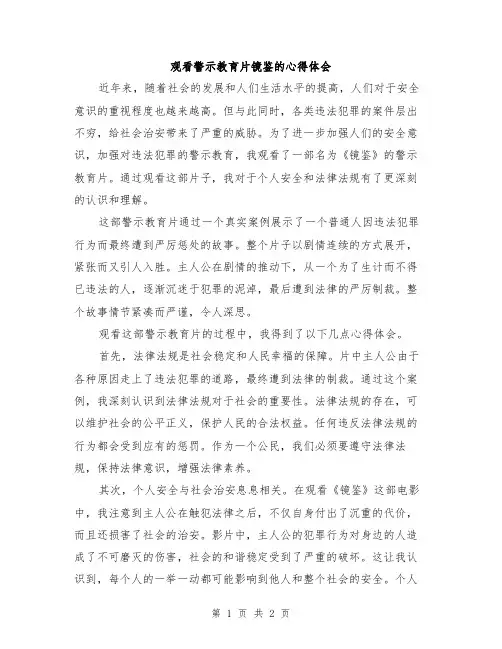 观看警示教育片镜鉴的心得体会