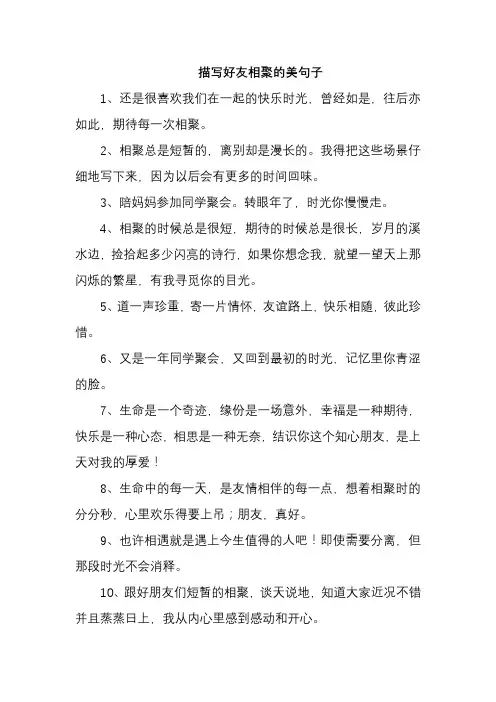描写好友相聚的美句子