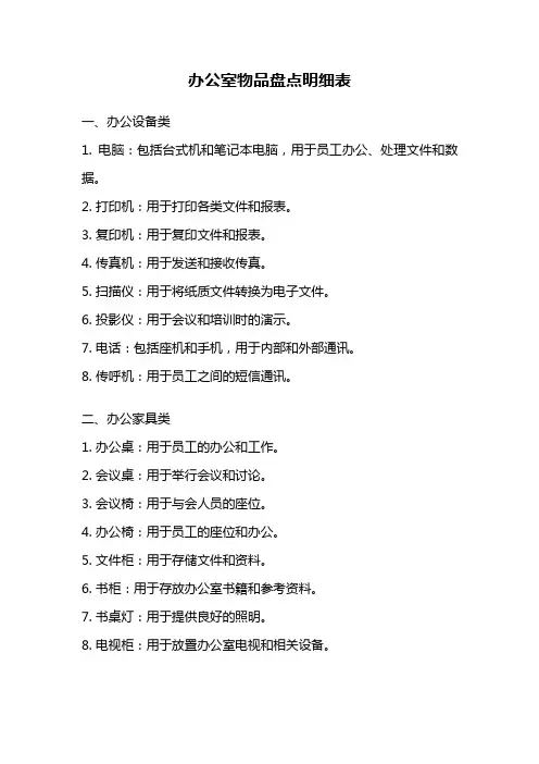 办公室物品盘点明细表