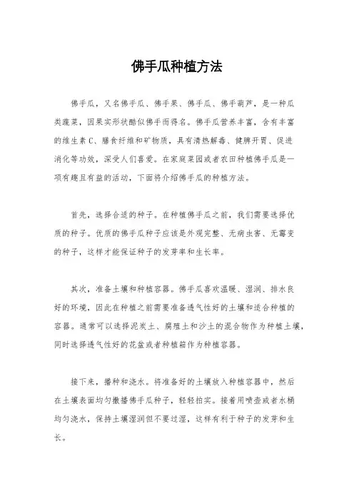 佛手瓜种植方法