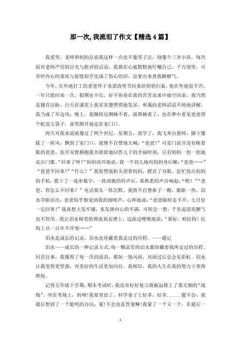 精选那一次,我流泪了作文【4篇】