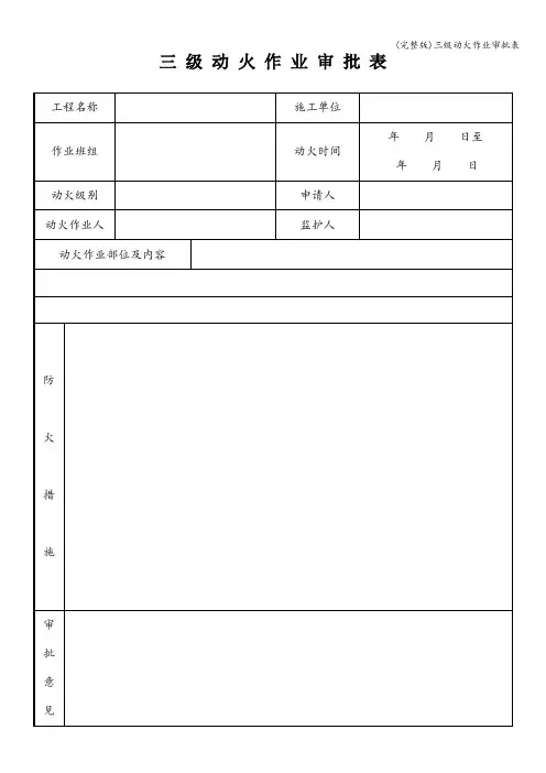 (完整版)三级动火作业审批表