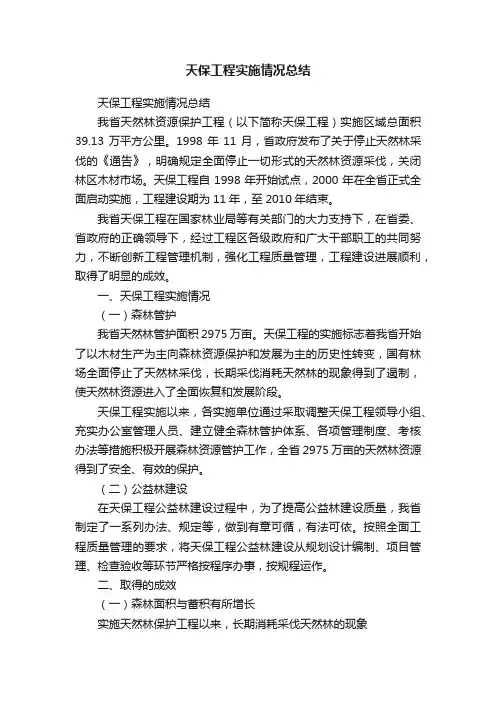 天保工程实施情况总结