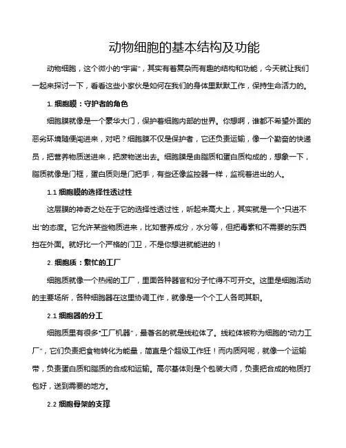 动物细胞的基本结构及功能