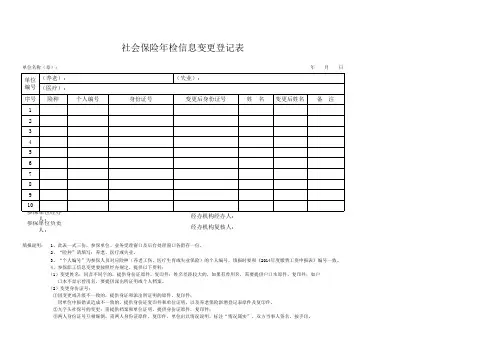 社会保险年检信息变更登记表
