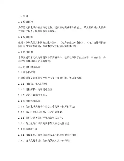 光伏电站应急预案范文