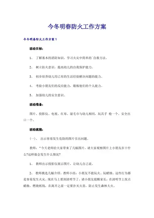 今冬明春防火工作方案