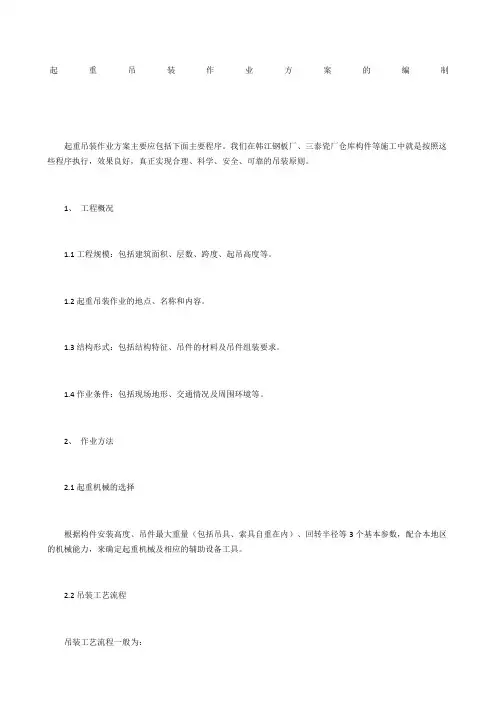 起重吊装作业方案的编制