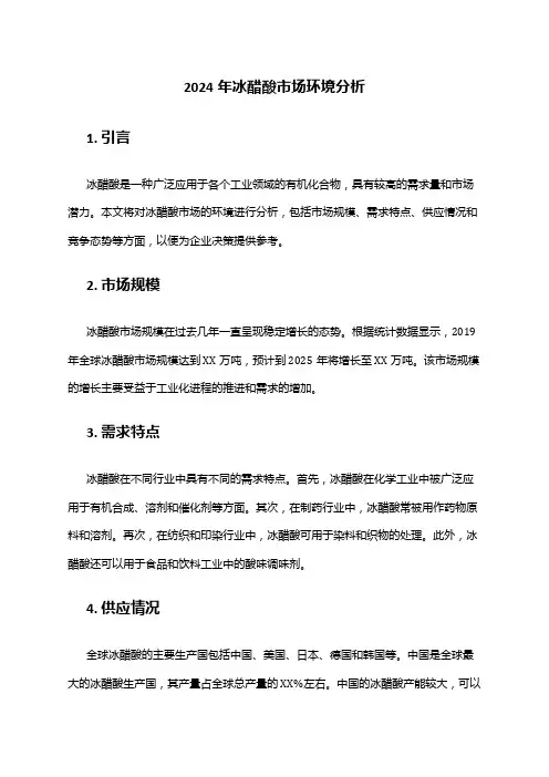 2024年冰醋酸市场环境分析