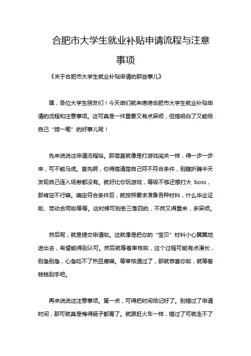 合肥市大学生就业补贴申请流程与注意事项