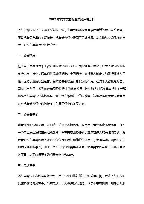 2023年汽车美容行业市场环境分析