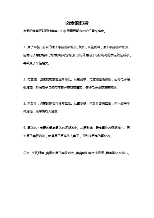 卤素的趋势