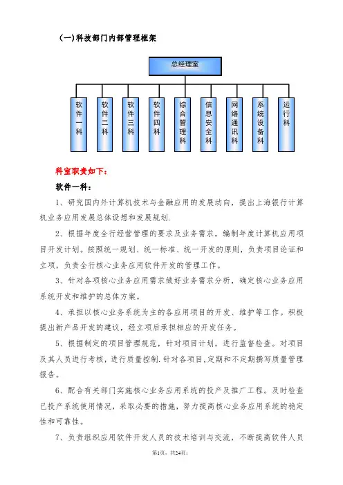 IT部门组织机构图及岗位职责描述